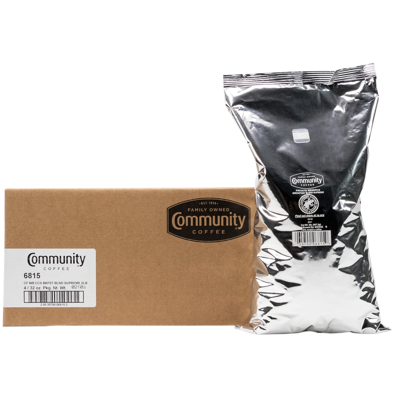 Community Coffee Private Reserve Breakfast Blend Supreme whole bean 32 oz bag ready for grinding
