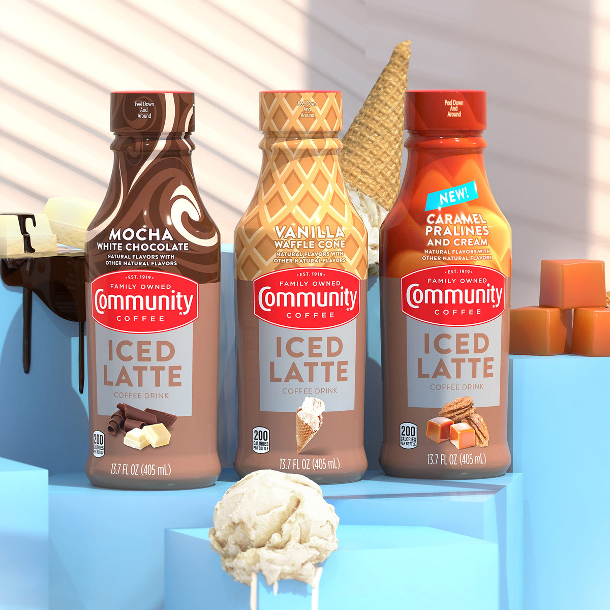 Recyclable BPA-free bottle from Community Coffee highlights sustainable packaging.