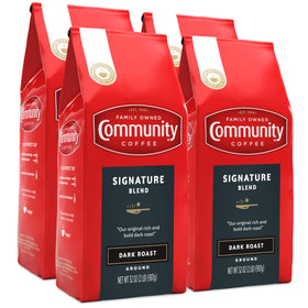 Community Coffee Signature Blend 32oz bag pack showing rich, smooth dark roast for daily mornings