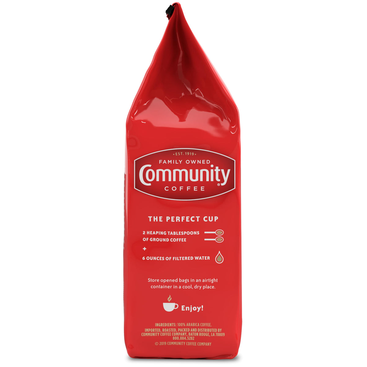 Close-up of 100% Arabica beans from Community Coffee Signature Blend