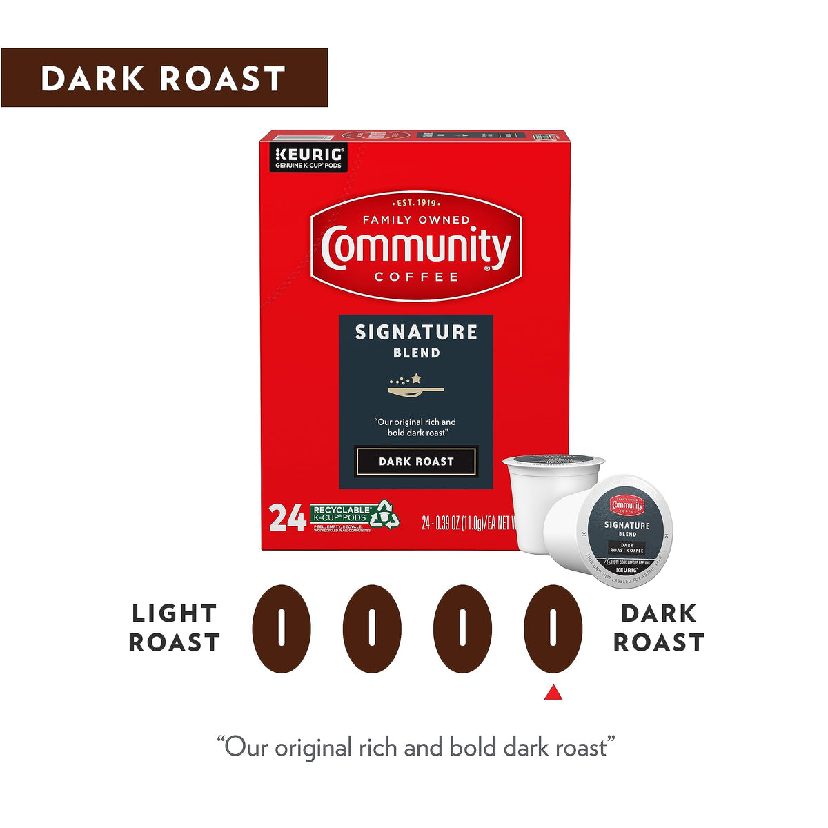 Brewed cup of Community Coffee Signature Blend invites a smooth finish