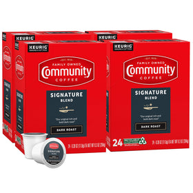 Community Coffee Signature Blend dark roast cup showing rich aroma and smooth mouthfeel.