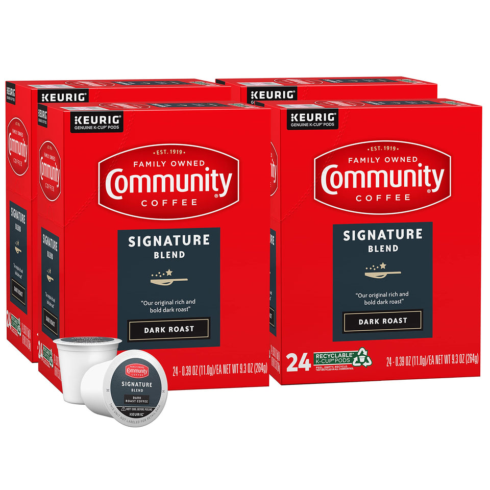 Community Coffee Signature Blend dark roast cup showing rich aroma and smooth mouthfeel.