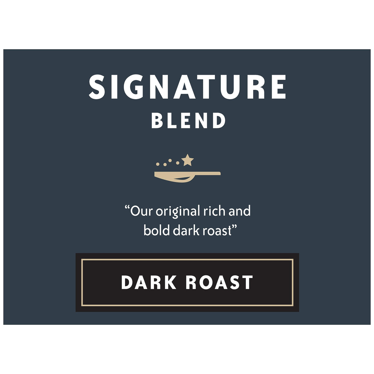 Community Coffee Signature Blend Dark Roast packaging, highlighting aroma and convenient single-serve pods for home brewing.