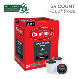 Signature Blend dark roast pods with rich aroma and bold flavor