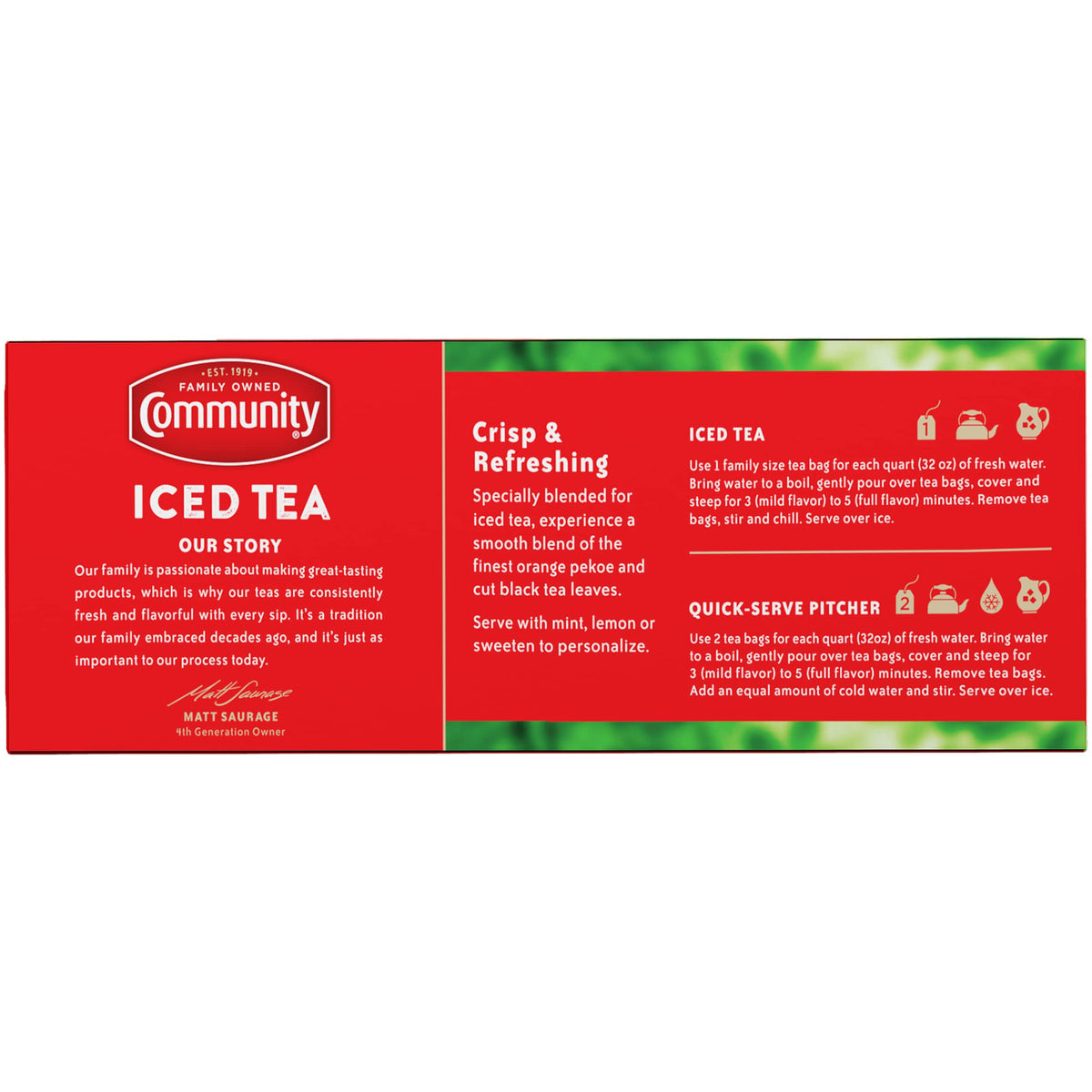 Brewing setup with Community Coffee Signature Iced Tea bags for refreshing iced tea