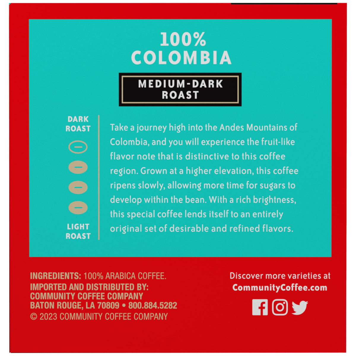Community Coffee six-pack box stacked pods for home or office use