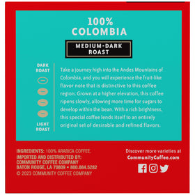 Community Coffee six-pack box stacked pods for home or office use