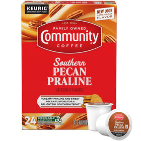 Community Coffee Southern Pecan Praline K-Cup pods for quick, flavorful mornings.