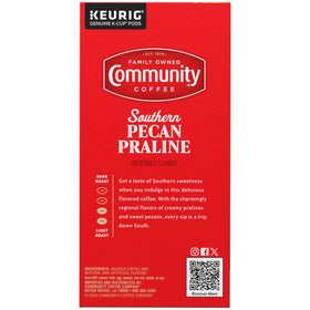 Community Coffee Southern Pecan Praline pods on display suggests 96 cup value.