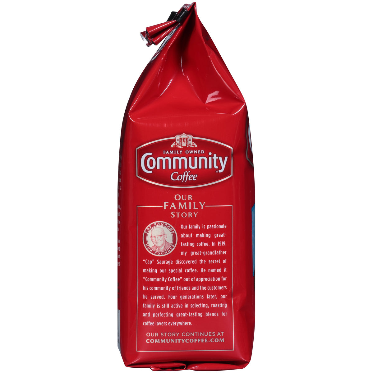 Steaming cup of Community Coffee French Vanilla with creamy aroma.