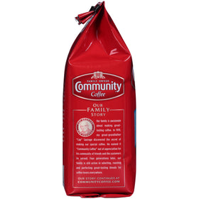 Steaming cup of Community Coffee French Vanilla with creamy aroma.