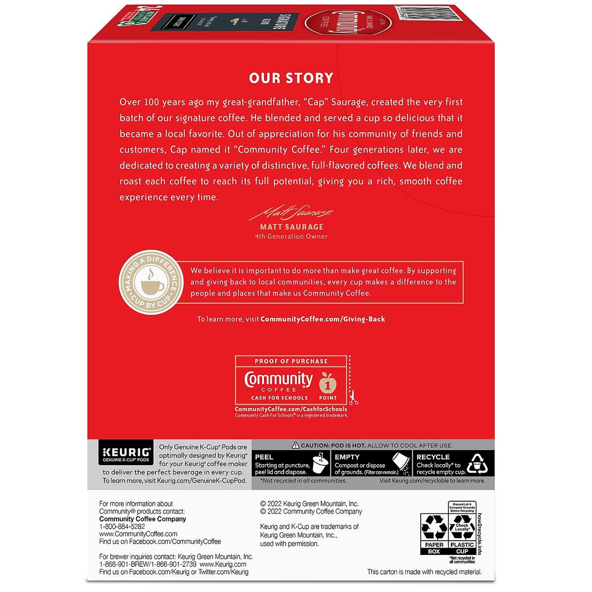 Sustainability and responsible sourcing label for Community Coffee