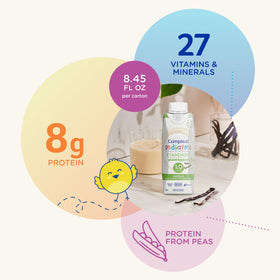 Vanilla-flavored Compleat Pediatric Standard bottle with cap for easy feeding