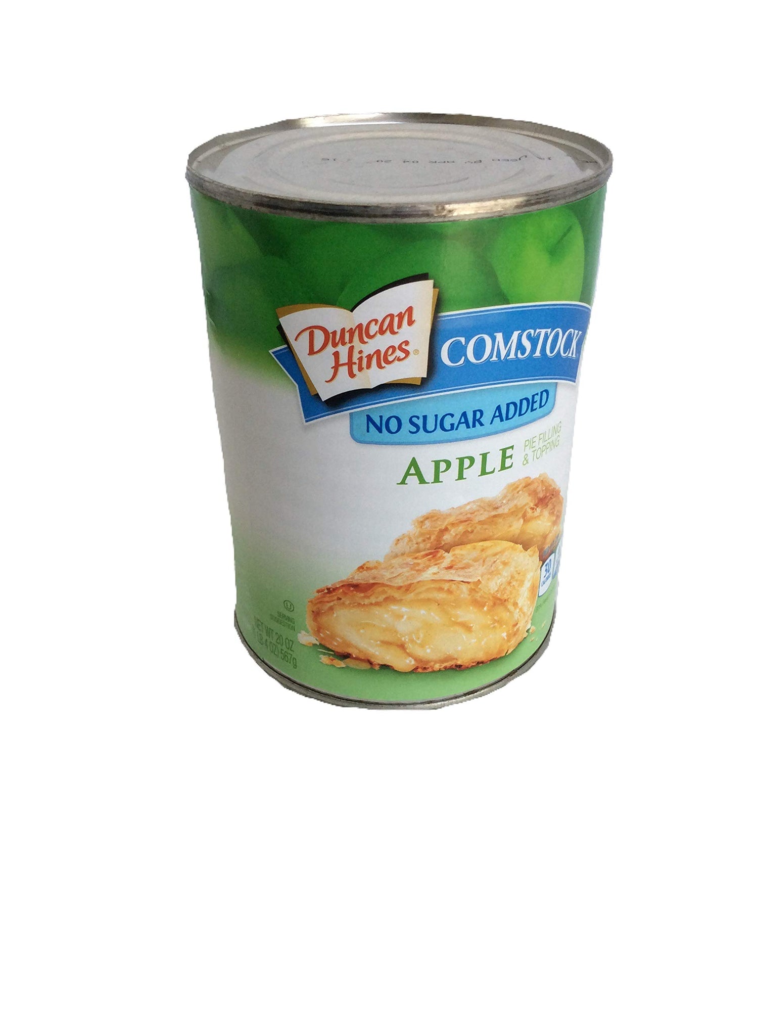 Comstock no sugar added apple pie filling can, ready-to-use dessert filling.