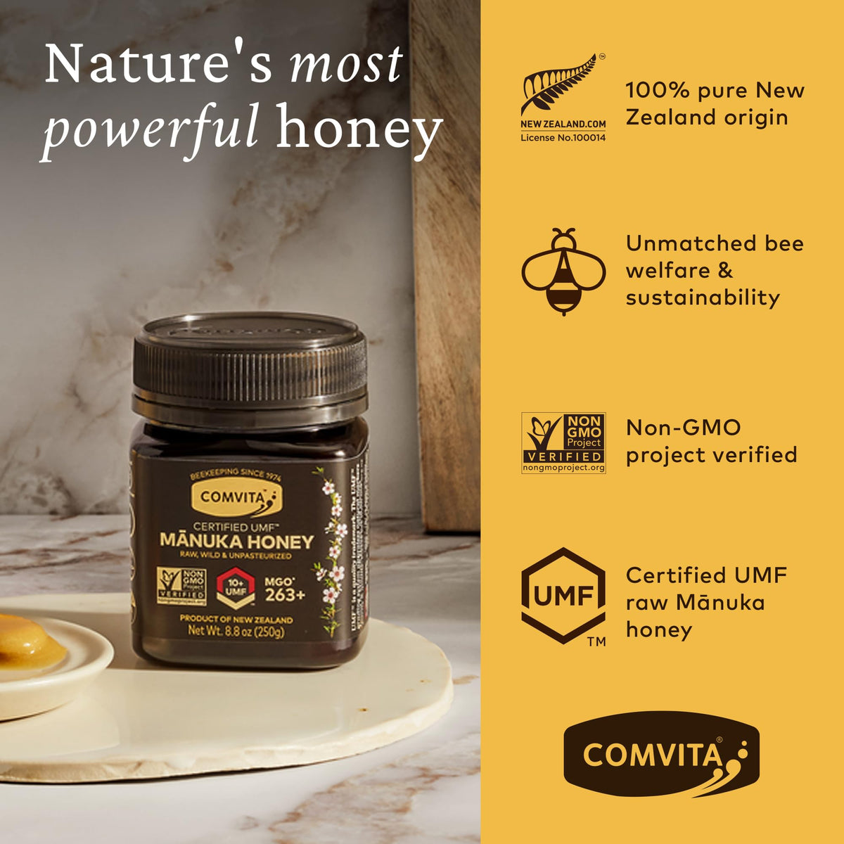 Comvita Manuka UMF 10+ spoon ready for a morning spoonful.