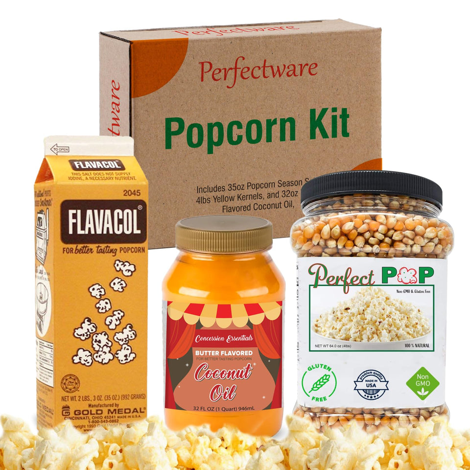 Concession Essentials Perfectware Popcorn Kit salt 35oz for cinema-style flavor at events