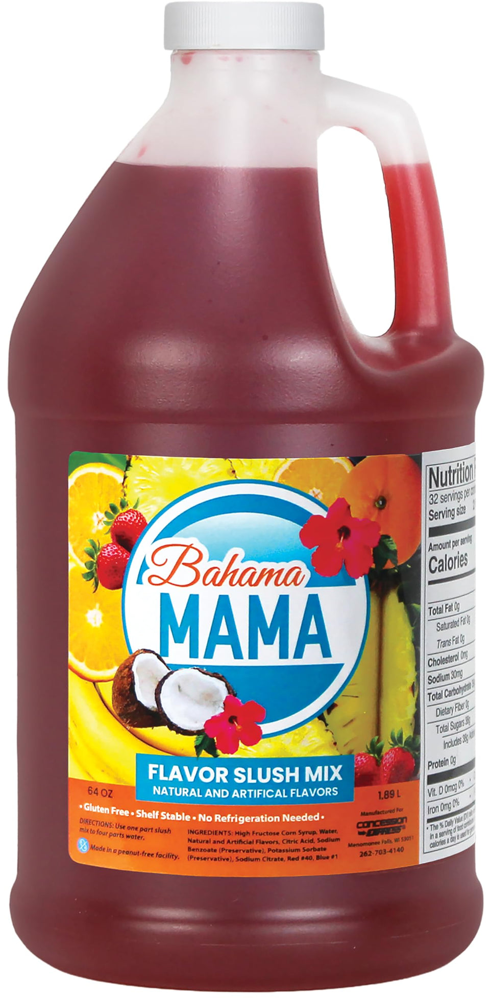 Concession Express Bahama Mama Slush Mix bottle ready for crowd-pleasing beverages