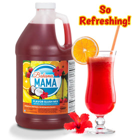 Bahama Mama Slush Mix visible in a glass ready to serve
