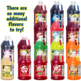 Concession Express Bahama Mama Slush Mix bottle on kitchen counter with prep