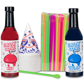 Concession Express Blue Raspberry syrup bottle for bold at home snow cones.