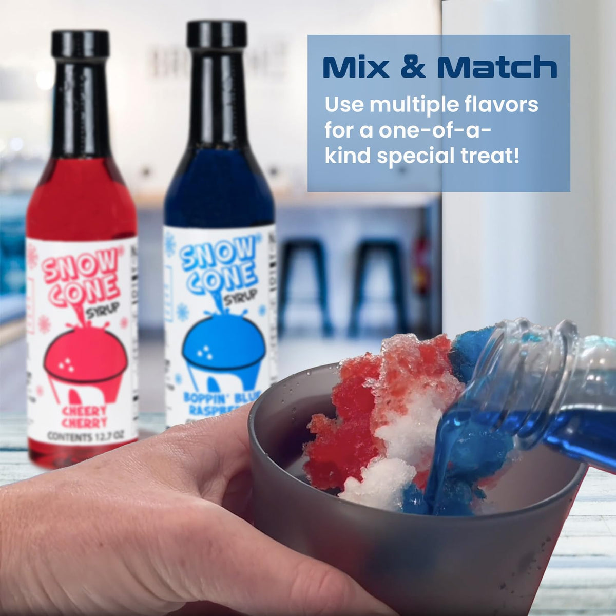 Concession Express cherry sno-cone syrup bottle for vibrant snow cones