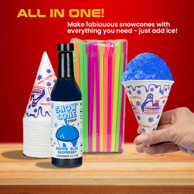 Concession Express Cherry syrup bottle ideal for festive shaved ice desserts.