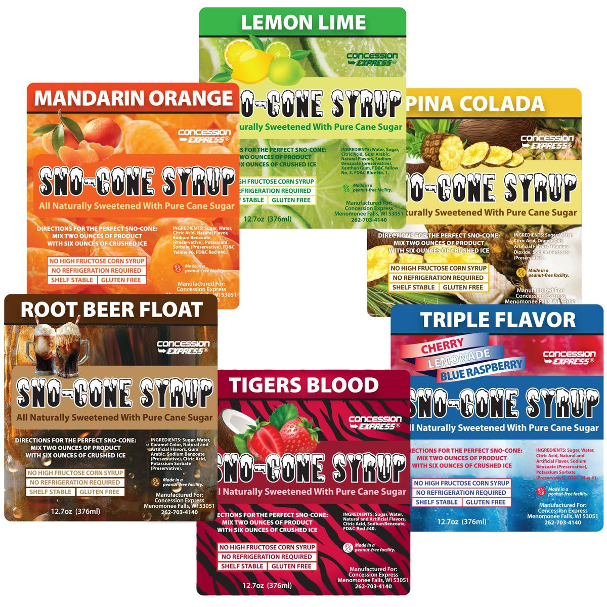 Concession Express Tiger's Blood and Triple Flavor bottles for mix-and-match