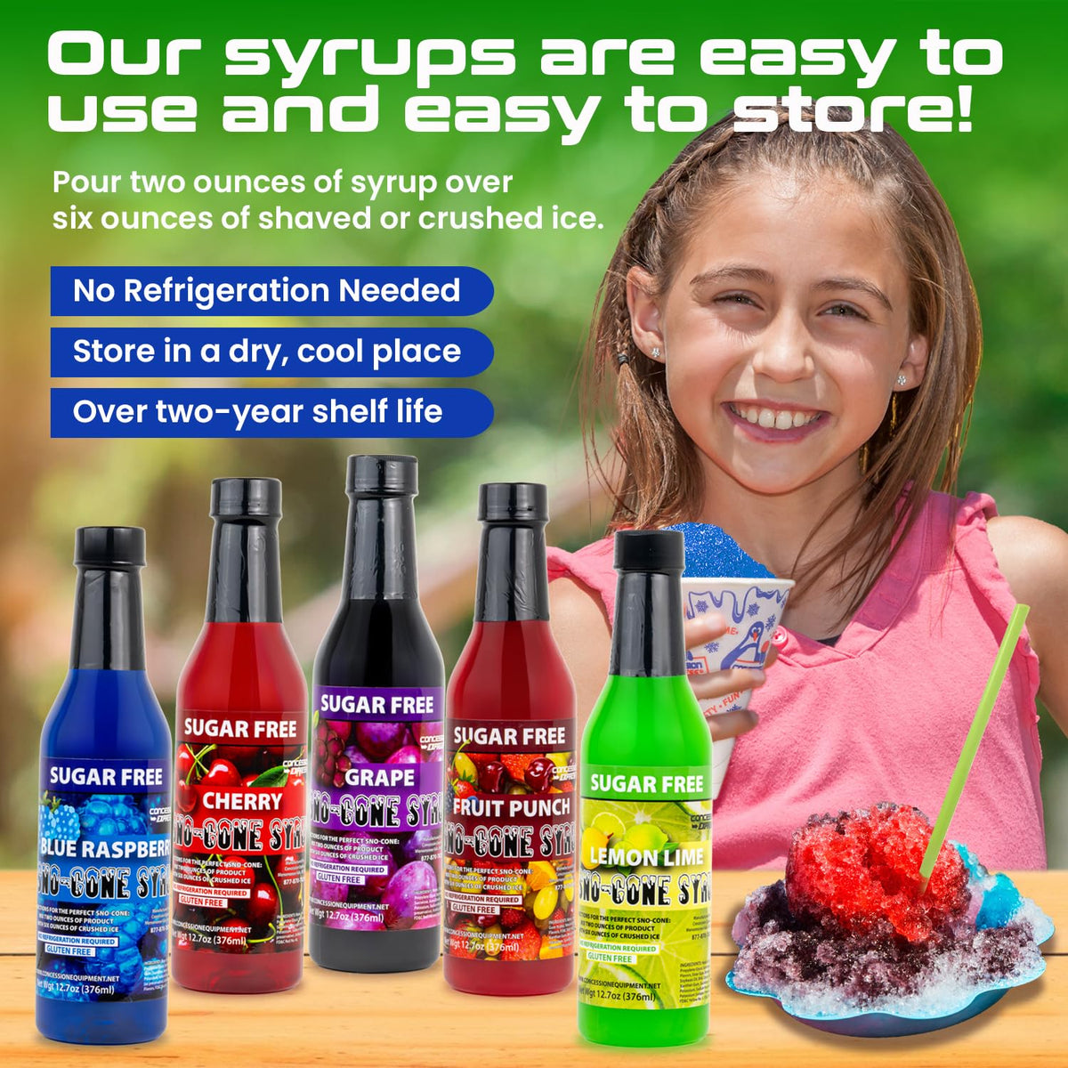 Concession Express watermelon snow cone syrup offers juicy finish and kid-friendly color