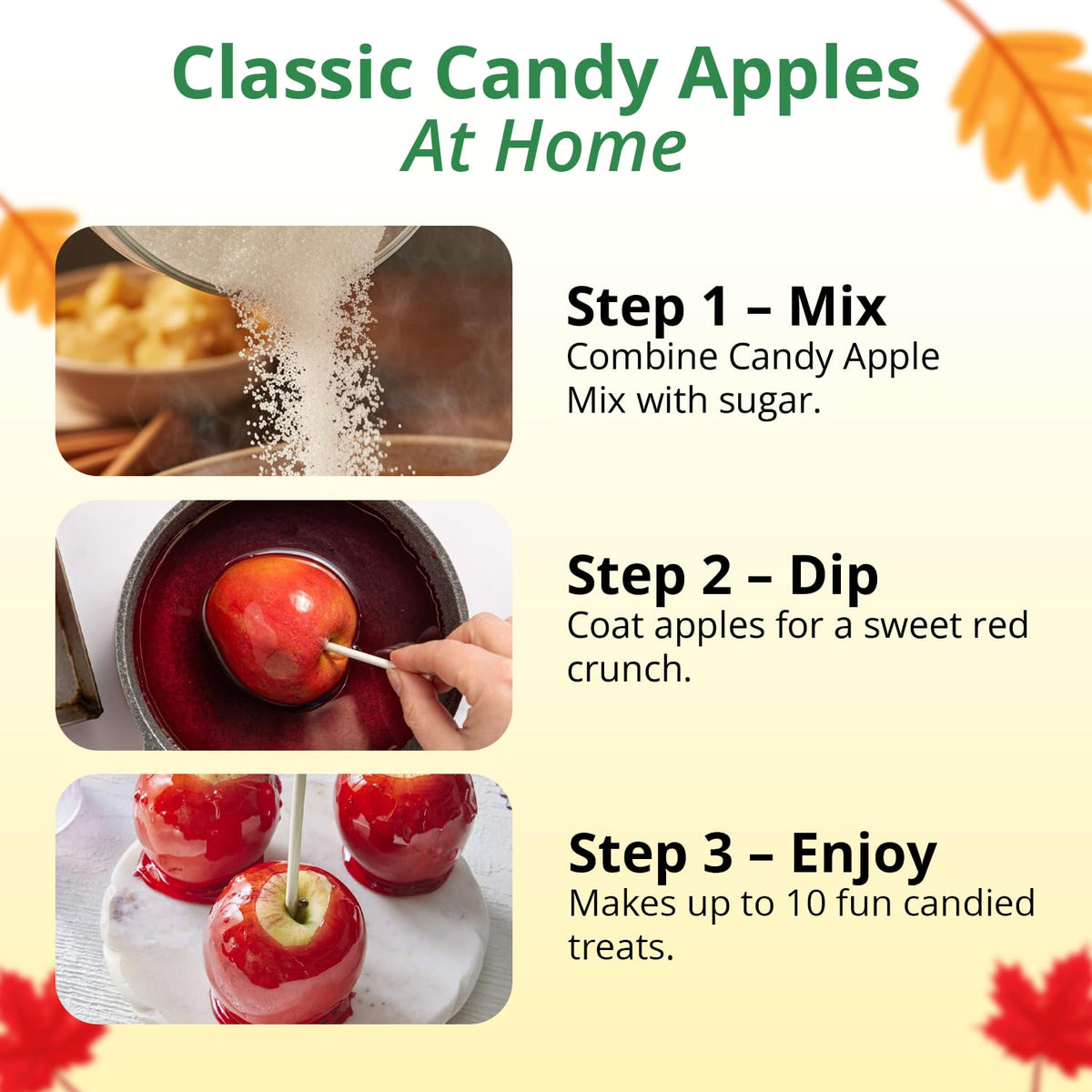 Concord Foods Candy Apple Kit in action with dipping apples for at-home treats.