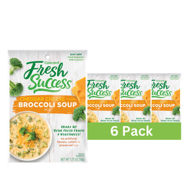 Concord Foods broccoli cheddar soup mix packaging showing convenient six-pack for quick meals