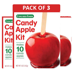 Concord Foods Candy Apple Kit box front shows three gluten-free kits for parties