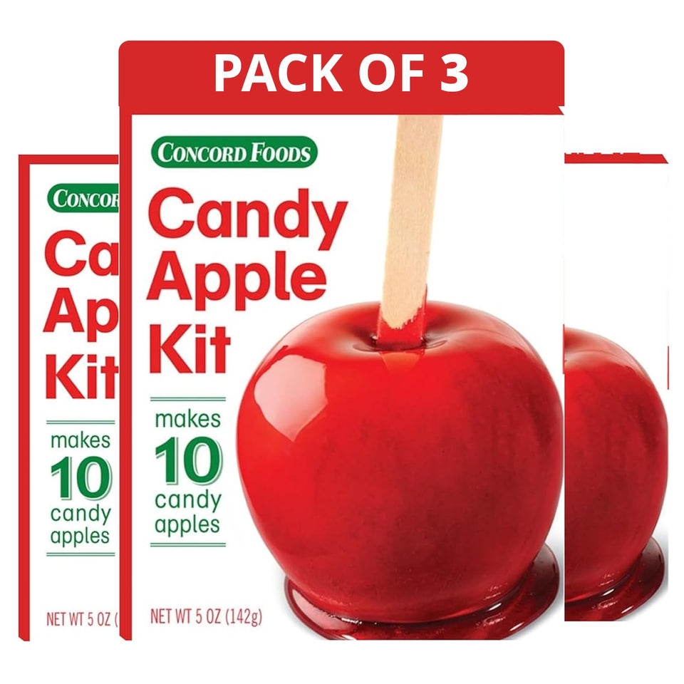 Concord Foods Candy Apple Kit box front shows three gluten-free kits for parties