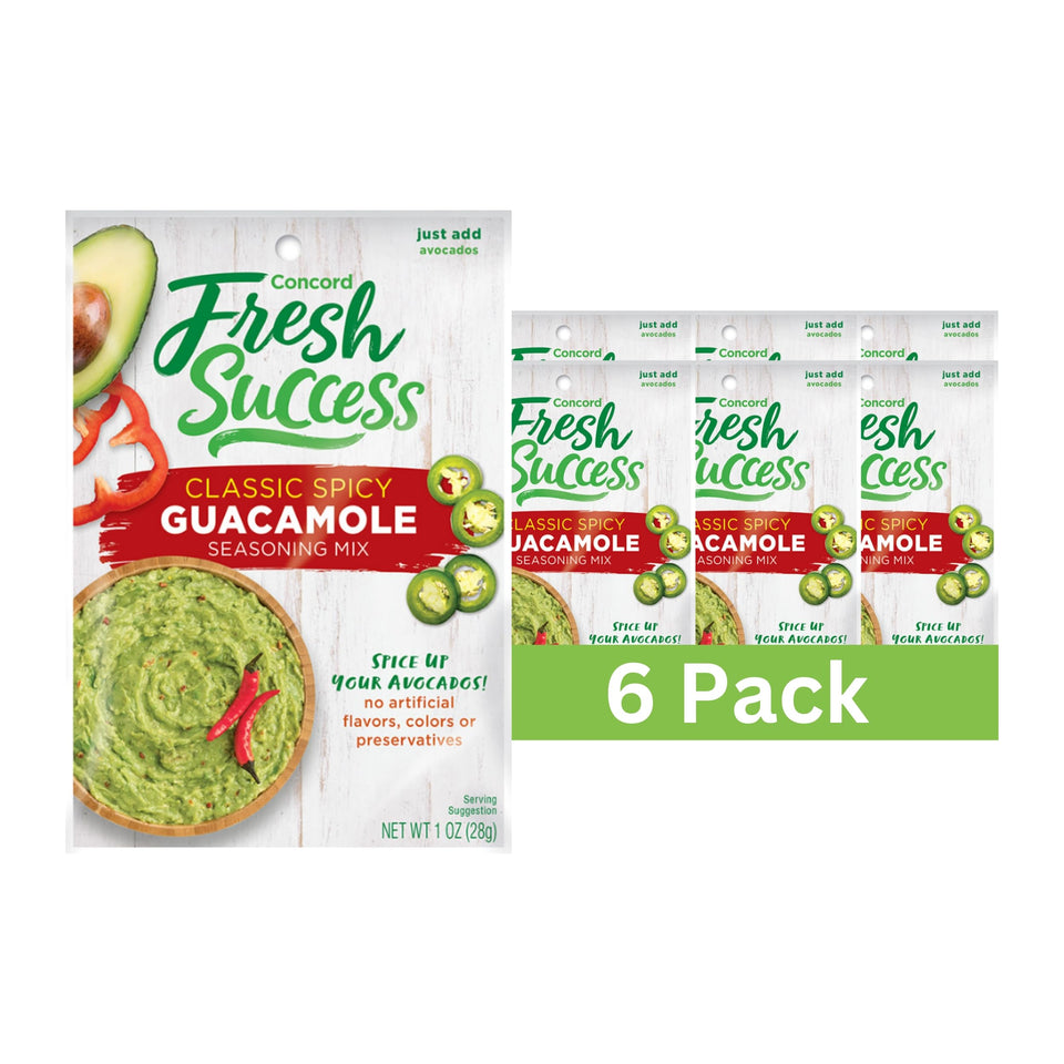 Concord Foods Guacamole Mix Classic Spicy packets for quick, flavorful dip prep.