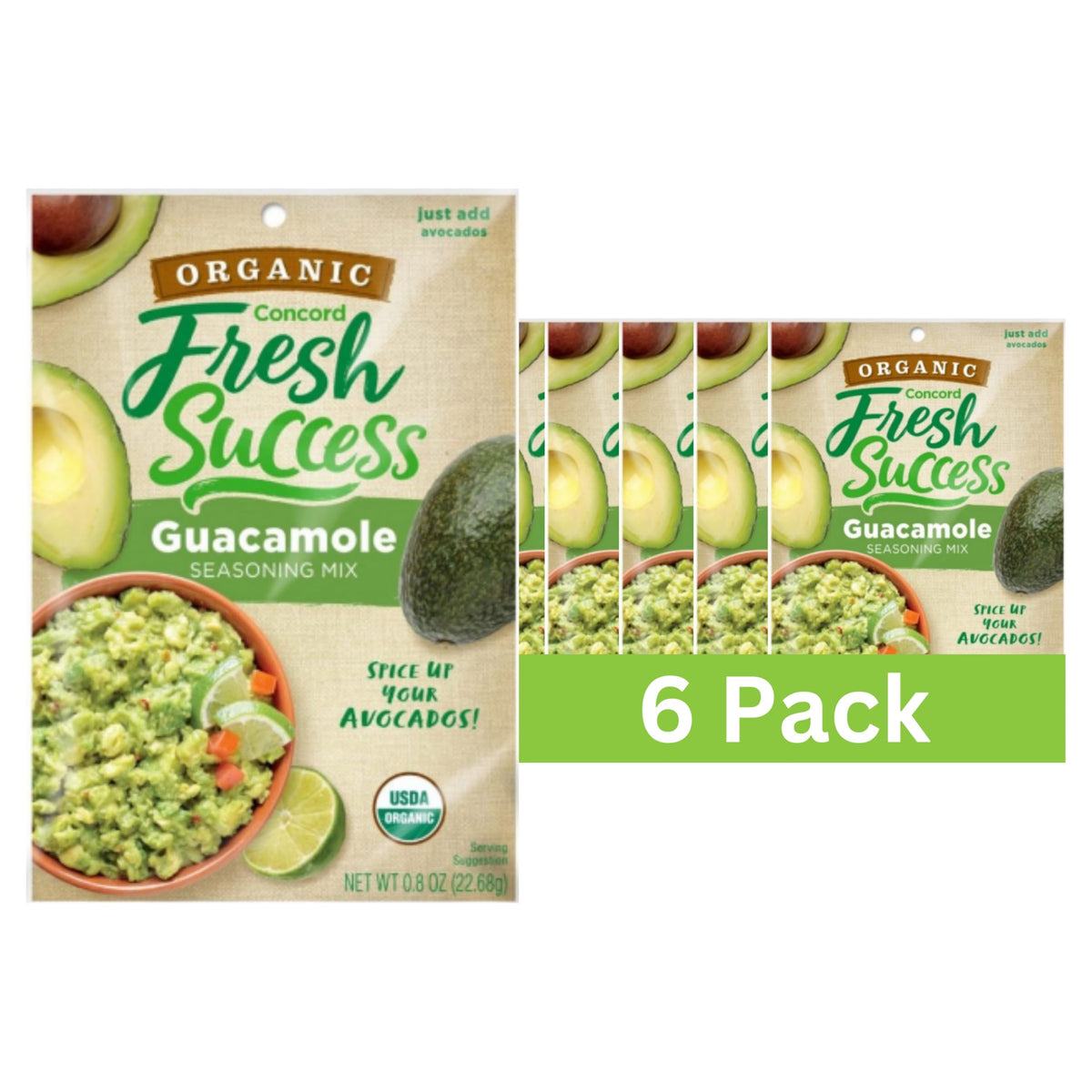 Concord Foods guacamole mix 6-pack ready to blend with avocados