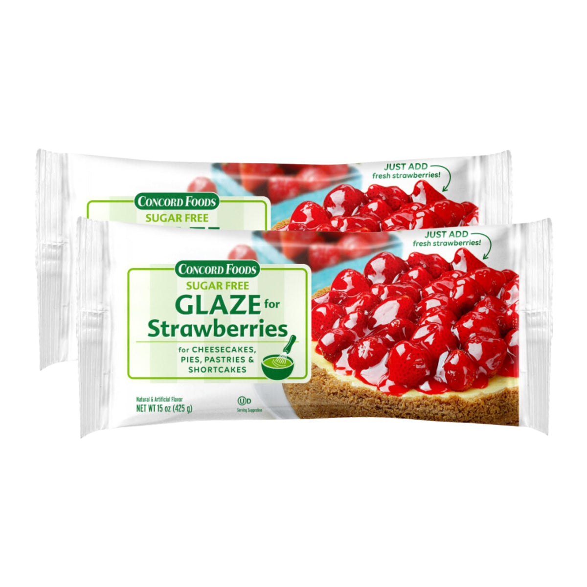 Concord Foods Sugar Free Strawberry Glaze bottle for quick, no-added-sugar desserts.