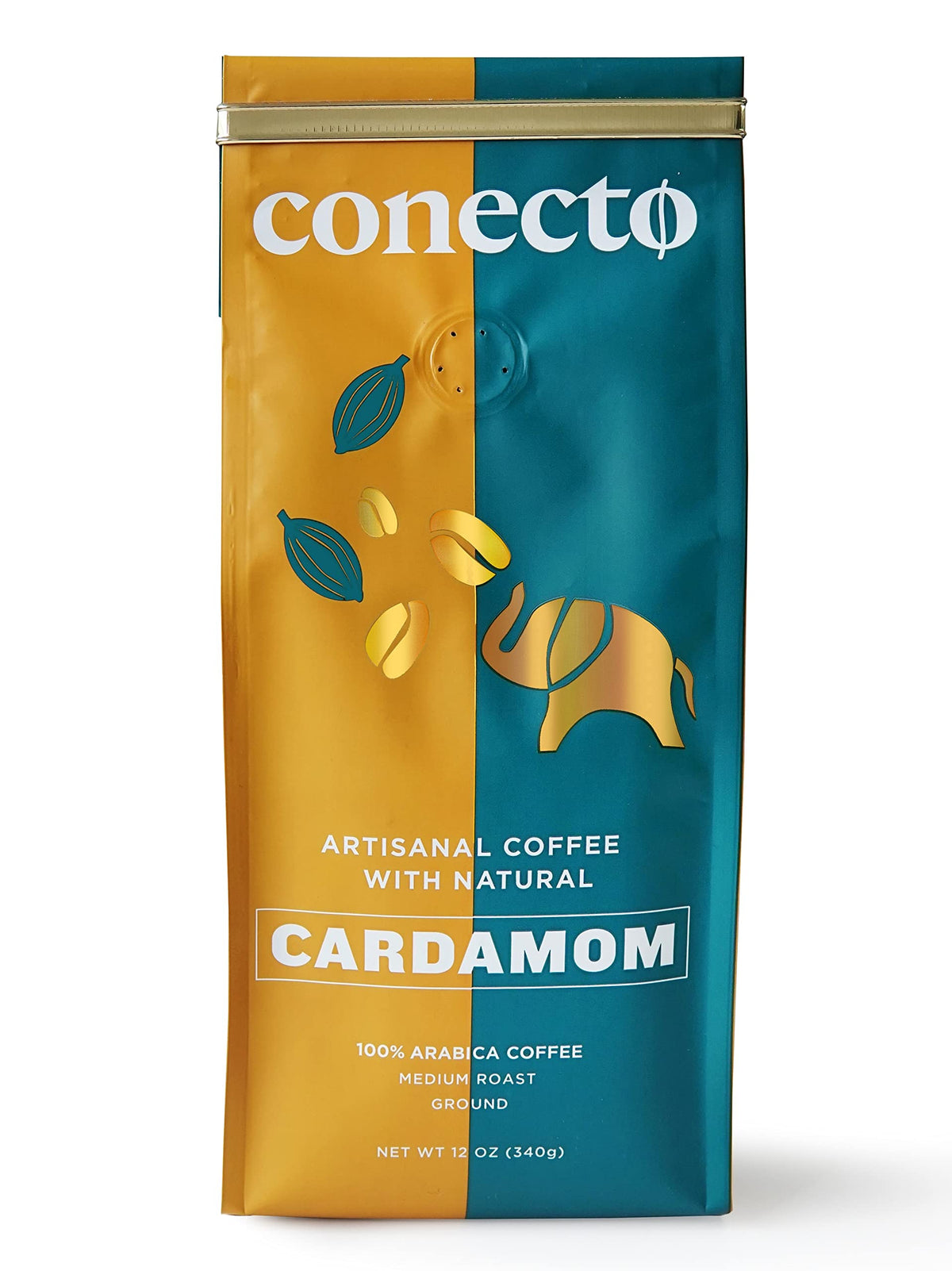 Conecto Cardamom Coffee grounds with warm aroma for a smooth morning brew.