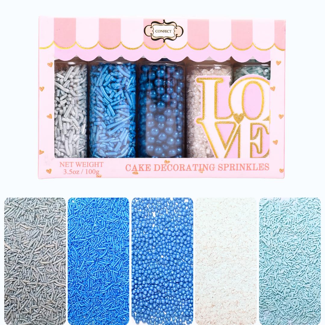 Confect Blue Sprinkles Mix jar for vibrant cake decorations