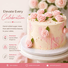 Confect edible rose topper on a donut for charming baked treats.