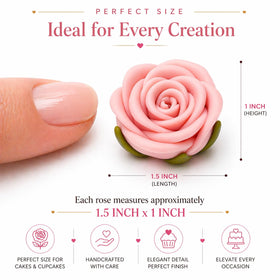 Confect edible rose topper with no wires, safe to eat.