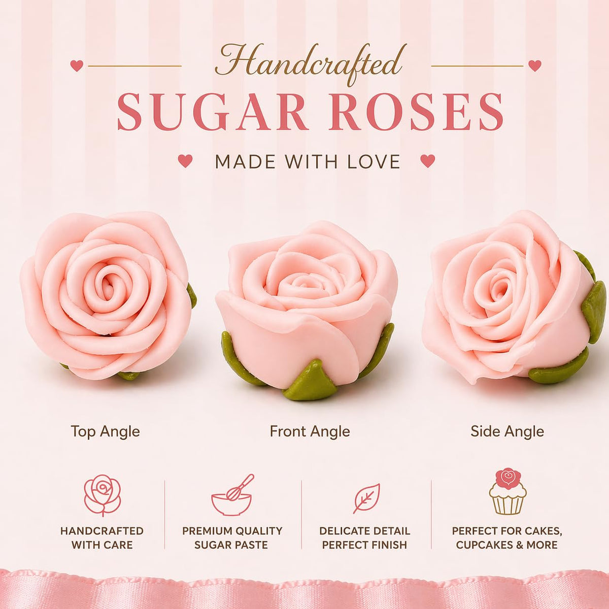 Confect edible rose topper on cupcake for quick, pretty party desserts.