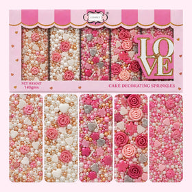 Confect Pink Mini Roses sprinkles add delicate color to cakes and cupcakes.
