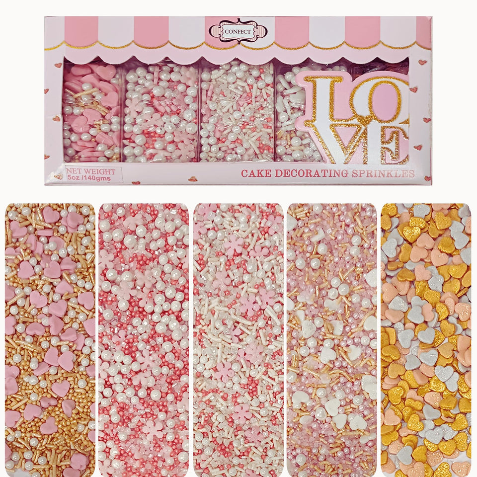 Confect pink sprinkles jar for cake decorating