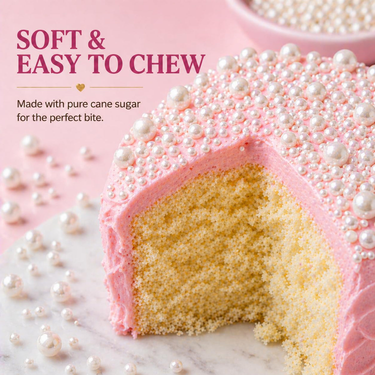 Confect Sprinkles on Cake provide a radiant, uniform glittering finish.