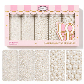 Confect White Princess Sprinkles pearls decorate elegant cakes with refined texture.
