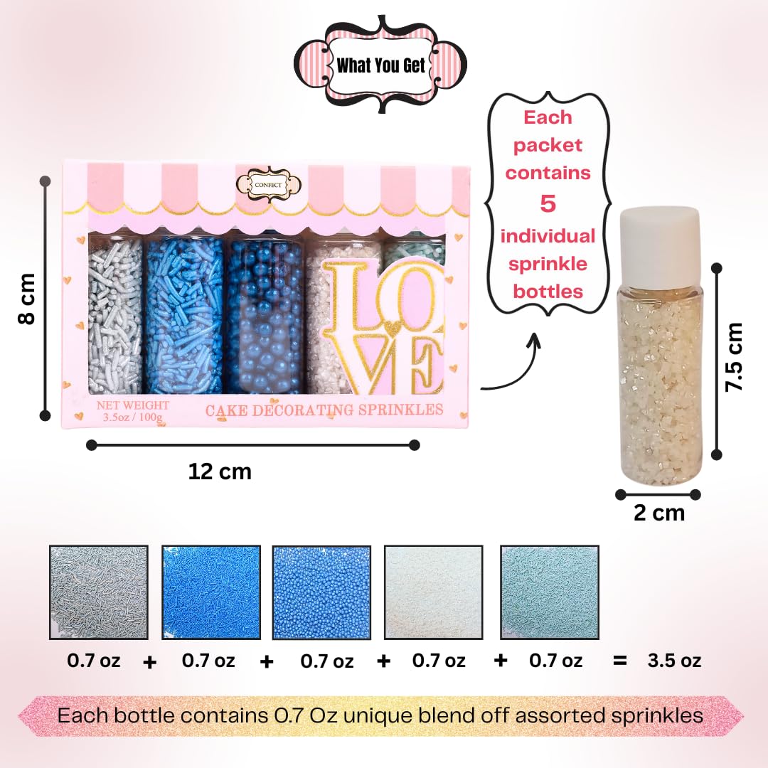 Confect white sparkling sugar enhances dessert tops with shimmer