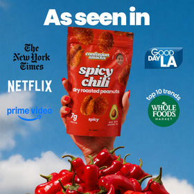 Confusion Snacks avocado oil spiced peanuts in a lunchbox for quick energy