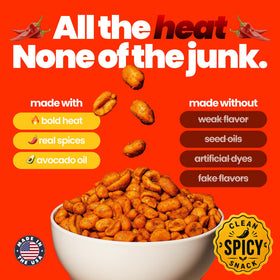 Confusion Snacks Chili Spiced Hot Peanuts close-up showing glossy coated peanuts