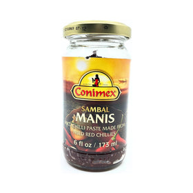 Conimex Sambal Manis paste being poured from the jar for quick flavor boost.
