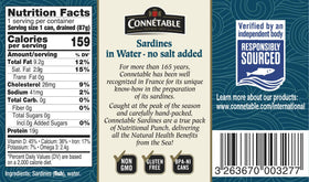 Connetable sardines in water on crackers, ready for a quick, nutritious snack.